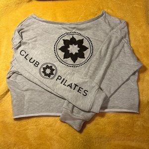Gray Crop Sweater with Club Pilates Mandala